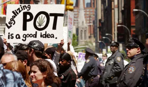 Getty Images Pro-cannabis legalisation march in New York