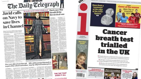 Daily Telegraph and i front pages for 03/01/19