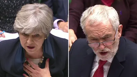 BBC Theresa May and Jeremy Corbyn
