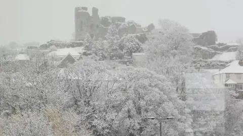 Hawys Lebbon Denbigh Castle in the snow