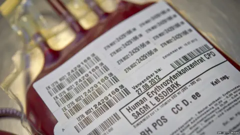 AFP/Getty Images A bag of blood required for blood transfusions.