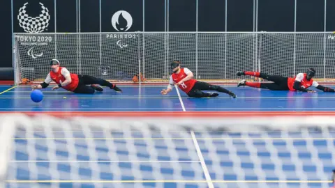 Goalball UK Athletes playing Goalball