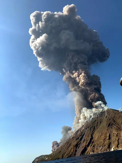 EPA A plume of ash above Stromboli