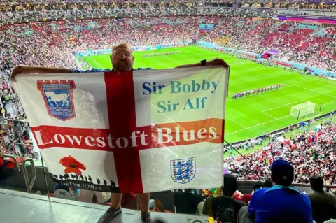 Jonny Halstein Jonny Halstein with his Lowestoft flag