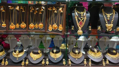 Getty Images A jewellery shop in Thiruvananthapuram, Kerala, India, on February 03, 2020.