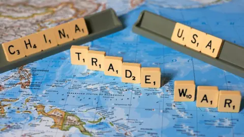 Getty Images US-China trade war scabble game