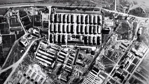 Alamy Aerial view of Auschwitz in WW2