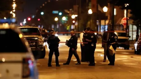 AFP Scene of the shooting in Gresham, Chicago, on 21 July 2020