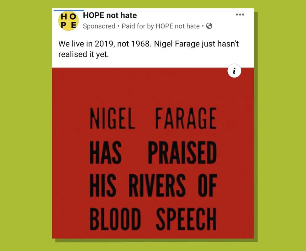 Facebook Hope Not Hate ad