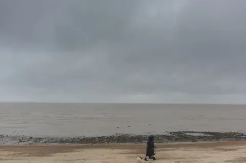 BBC The beach was all but empty