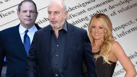 Getty Images Harvey Weinstein, Sir Philip Green and Stormy Daniels