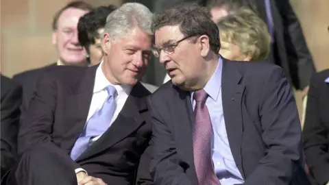 Pacemaker US President Bill Clinton with John Hume during a visit to Londonderry in 2001