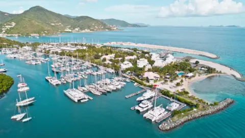 Getty Images High-angle shot of a yacht marina in the British Virgin Islands