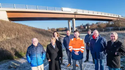 Civic dignitaries at the bridge opening