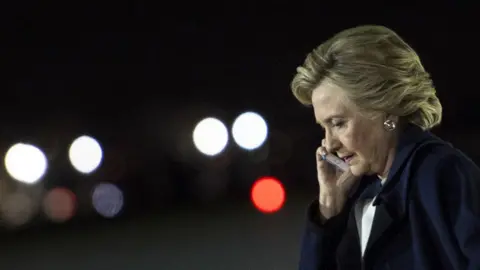 Getty Images Hillary Clinton on the phone