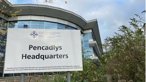 BBC Swansea Bay health board HQ sign