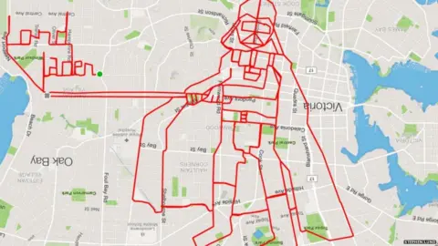 Stephen Lund A gps drawing of Darth Vader