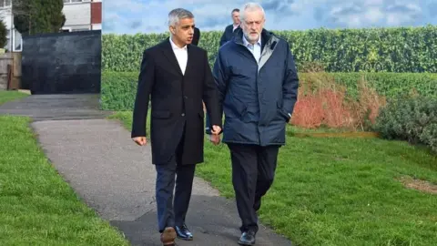 PA Sadiq Khan and Jeremy Corbyn