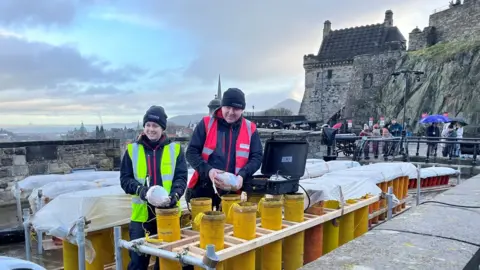 BBC Setting up fireworks