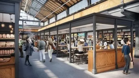 Cardiff Council an image of how the plans will look at the market