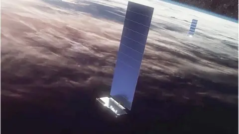 SPACEX Artwork: The 250kg satellites have a "flatpack" design which unfolds a solar array in orbit