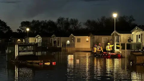 Nottinghamshire Fire and Rescue Service Flooded caravan park