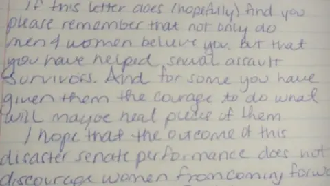 Amanda "You have helped sexual assault survivors [...] You have given them courage," wrote Amanda, 22, to Christine Blasey Ford