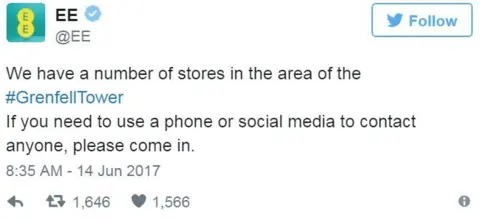 Twitter/@EE Screen grab of tweet by @EE