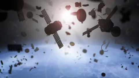 Getty Images Artwork image of space debris