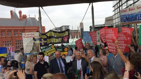 Campaigners at the Senedd