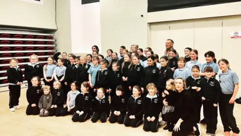 CPA Bruce Springsteen with pupils at the Creative Performance Academy