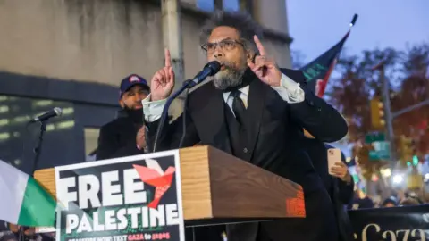 Getty Images Cornel West at a rally in New York City