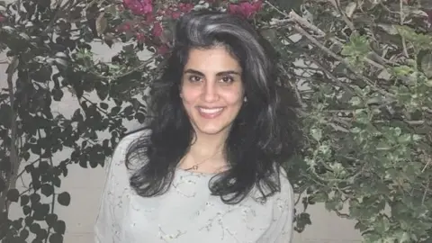 Lina Alhathloul Photo of Saudi women's right activist Loujain al-Hathloul following her release from prison (10 February 2021)