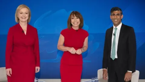 Liz Truss and Rishi Sunak at a Sky News debate