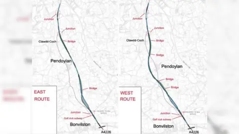 The routes being considered for the scheme would have cost between £58.6m and £81m