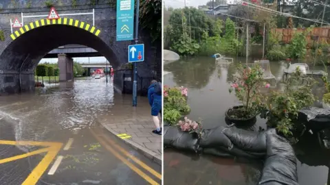 London Fire Bridge Flooding in Wembley