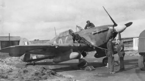 Family photo A Hurricane similar to the one Sgt Kiedrzynski was flying when the engine caught fire