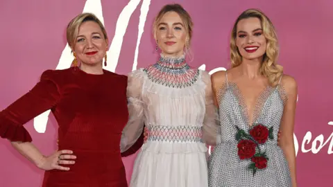 Getty Images Josie Rourke, Saoirse Ronan and Margot Robbie