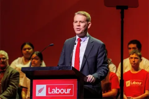 Reuters Prime Minister and Labour Party Leader Chris Hipkins speaks at the New Zealand Labour Party election campaign launch event in Auckland, New Zealand, September 2, 2023.