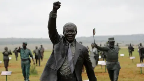 EPA A view of one of the new struggle hero statues, of Nelson Mandela, recently erected at the Cradle of Humankind in Johannesburg, South Africa - Friday 4 January 2019