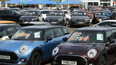 Getty Images used cars on forecourt 2020