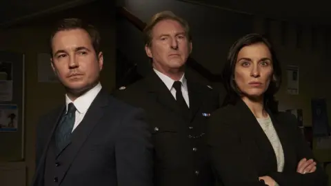 World Productions/BBC/Des Willie Line of Duty cast: Det Sgt Steve Arnott (Martin Compston), Supt Ted Hastings (Adrian Dunbar), Det Sgt Kate Fleming (Vicky McClure)