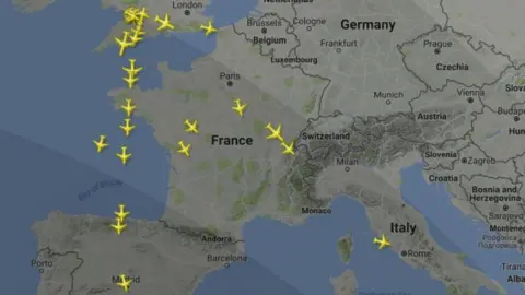 FLIGHTRADAR Flights departing Cardiff and Bristol Airports overnight