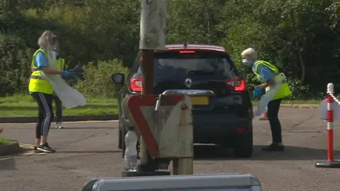 BBC Testing at a drive-in mobile unit in Rhondda Cynon Taf on Saturday