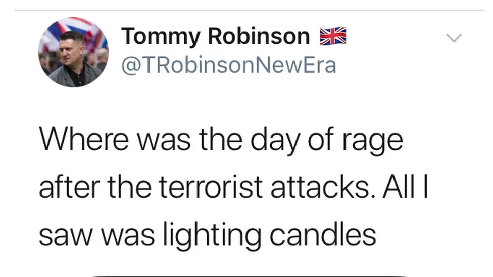 Twitter A Tommy Robinson tweet