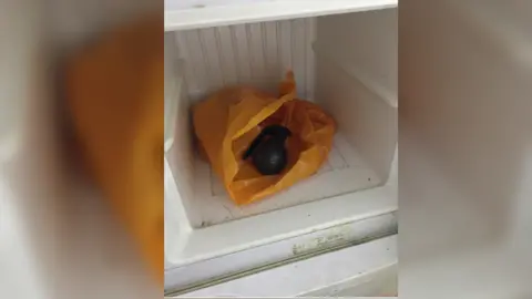 South Yorkshire Police A grenade in a fridge