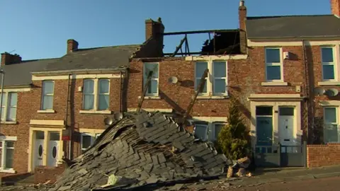 The roof was blown off this house in Bensham, Gateshead