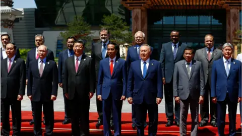 Getty Images Asian leaders at the last Belt and Road Forum in 2017