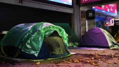 ANDY RAIN/EPA-EFE/REX/Shutterstock Tents occupied by rough sleepers