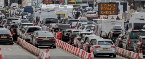 Getty Images Queues of traffic at Dover